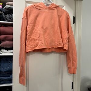 Nike Peach Cropped Hoodie with Flower Detail - Size M